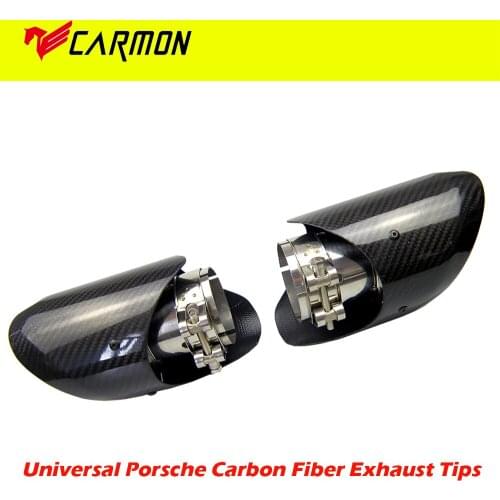 Universal Real Carbon Fiber Slanted Exhaust Muffler Tips Porsche Styling for BMW for Volkswagen exhaust tip with wing styling
