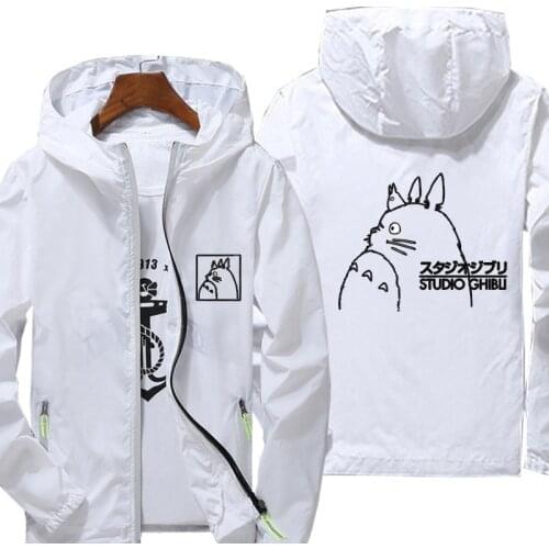 Jacket Totoro Print women Spring Autumn reflective zipper Windbreaker waterproof Jackets men street casual Hooded thin Coats