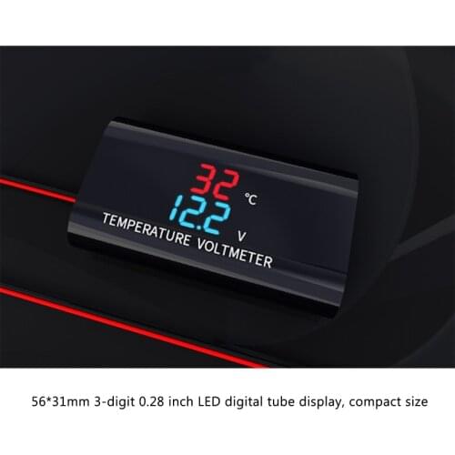 Waterproof DC 12V Voltmeter Thermometer 0.28inch Dual Display for Car Motorcycle Dropshipping
