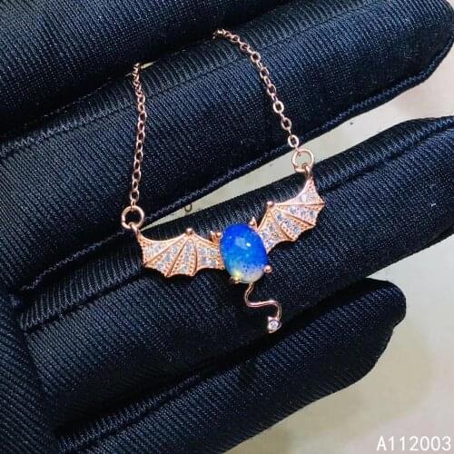 KJJEAXCMY Fine Jewelry 925 Sterling Silver inlaid Natural opal Female Pendant Necklace fashion Support Detection