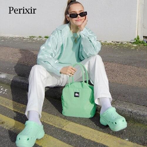 Perixir Womens Slip On The Thick-Soled Slippers, The Outer Wedge Heel Bag Heel Slippers 2021 Summer New Hole Beach Ladies Shoes