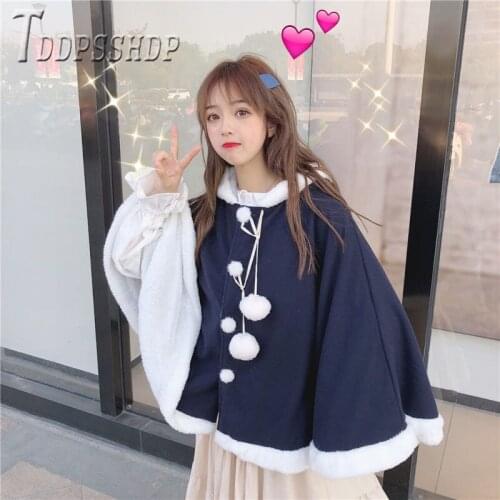 2019 Autumn Winter Kawaii Women Cardigan Hooded Lining With Fluff Female Coat