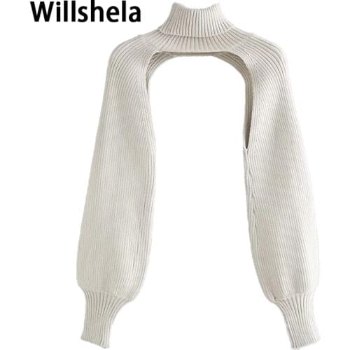 2021 New Women Knitted top Knit Arm Warmers High Neck Long Sleeves sweater casual stylish sweater femme vetement ropa mujer