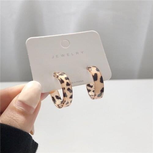 Winter New Leopard Print Clip Earrings No Hole Round Fashion Aesthetic Earrings