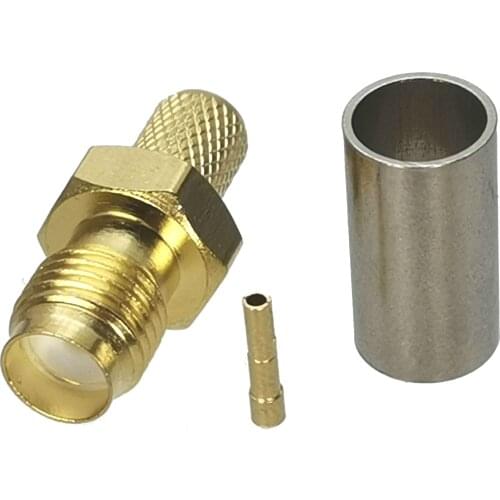 1pcs Connector SMA Jack Female Crimp For RG58 RG142 LMR195 RG400 Cable Straight RF Coaxial Adapter New