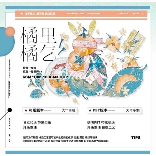 10 meter Roll Washi Tape Pet Limited Orange Orange Air Manual Table Current Season Kawaii Girl Stickers