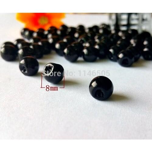 100pcs/lot 8mm side hole Black color pearl buttons for Craft clothes sewing Scrapbooking accessories botoes