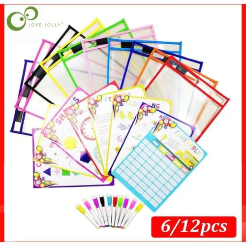 6/12pcs Puzzle Toys Can Be Reused With PVC Transparent Dry Brush Bag PET Writing Dry Wipe Bag Drawing Toy For Children Adult ZXH