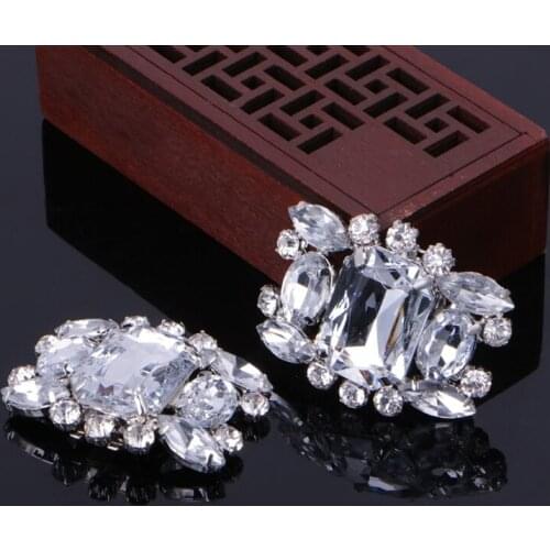 2Pcs Rhinestone Alloy Glass Shoe Clips Elegant Ornate Buckles Fashion Decoration