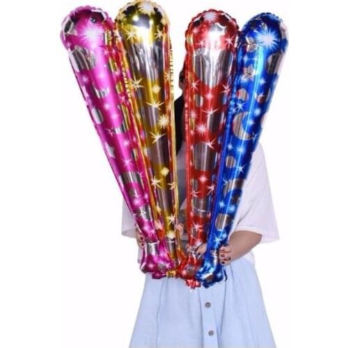 5pcs/lot Birthday Party Toy Aluminum Film Hand-held Stick Sports Meet Cheer Stick Balloon Blow Inflatable Gas Stick With Pump