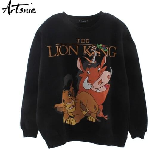 Artsnie streetwear casual cartoon women sweatshirts winter o neck long sleeve oversized hoodies fleece black sweatshirts female