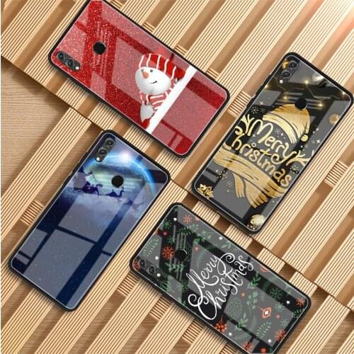Christmas design Tempered Glass Phone Case For Huawei P20 P30 P40 P40 Lite Pro Psmart Mate 20 30 Cover Shell