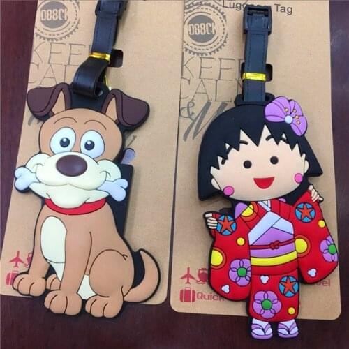 Chi-bi Maruko Dog Luggage Tag PVC Pendants Portable Travel Label Suitcase Address Holder tags anime