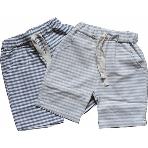 2020 Children Pants for Baby Boy Summer Trousers kids Harem Pants boys shorts loose stripes cotton grey qing beach