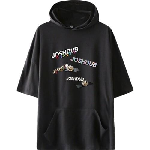 JoshDub Hooded T shirts Unisex Summer Short Sleeve T-shirts Women Men Casual Streetwear Fashion Clothes