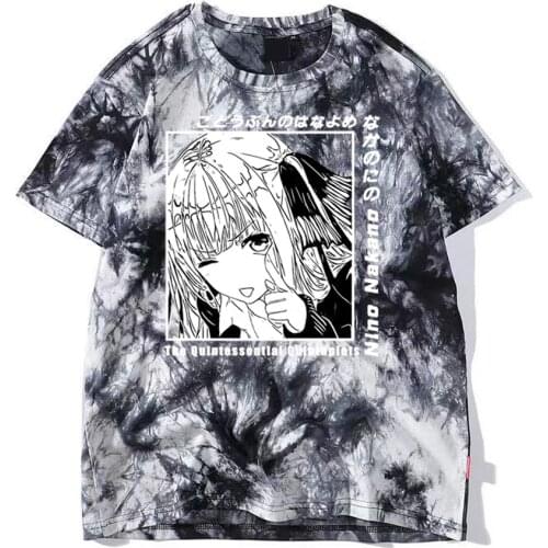 Hip Hop Top Tees Hot Anime Nakano Nino Women Men Casuals T-Shirt The Quintessential Quintuplets Print Clothes Tie Dye T-shirt