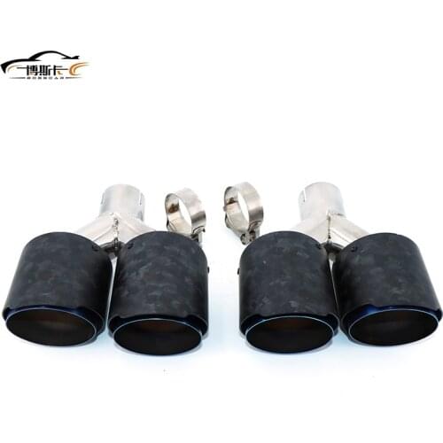 Exhaust pipe silencer tail throat Y-shaped carbon fiber forged matte double outlet 304 stainless steel grilled blue tail m SZ017