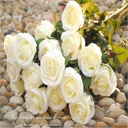 Artificial Rose Silk Craft Flower Bridal Holding Flowers Bouquet For Wedding Home Room Decoration 10 color