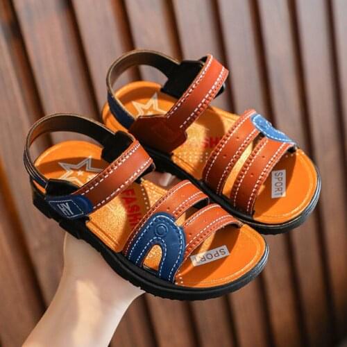 Summer Kids Sandals Beach Shoes Children Little Boys Open Toe Flat Casual Sandals Fashion Non-slip Wear-resistant Soft Bottom
