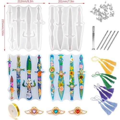 DIY Materials Epoxy Resin Drop Mold Dagger Mold Set Tassel Rope Decorative Drilling Device Horn Nail Tools Handmade Crafts