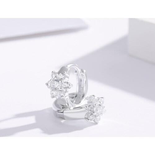 Cute Pure 925 Sterling Silver Flower CZ Circles Small Loop Huggie Hoop Earrings For Women Jewelry Kids Baby Girls Arose Argola