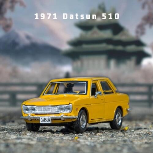 Maisto 1:24 New Yellow 1971 Datsun 510 Simulation Alloy Car Model collection gift toy boy Toys