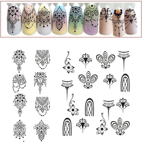 Fashion Nail Sticker DIY Black Flower Nail Art Stickers Water Transfer Manicure Salon Decals Decoration Tools