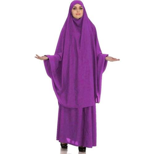 Ramadan Prayer Garment 2 Peices Sets Muslim Burqa Abaya Women Hijab Dress Burka Niqab Long Khimar Kaftan Jilbab Islamic Clothing