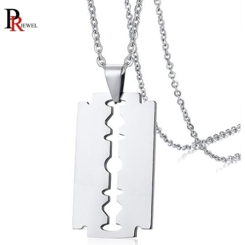 Stylish Double Edge Razor Blades Pendant for Men Necklace Stainless Steel Casual Male collar Gifts With 20"/24" Chain