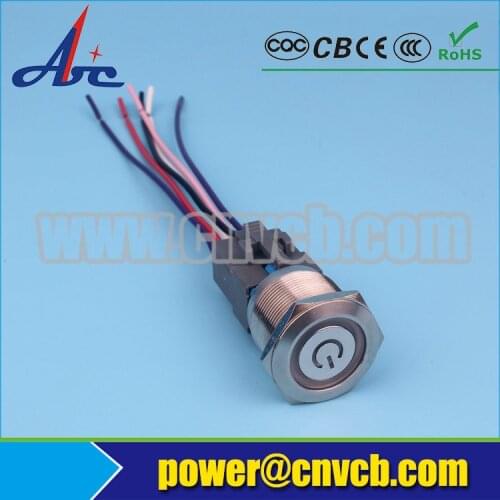 SET128 28mm Power and ring light latching switch wiring harness waterproof 6 pin button switch