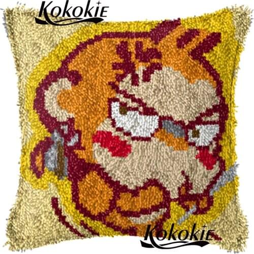 3d Latch Hook monkey Pillow Kits cartoon Needlework diy carpet Crocheting Kit Rug Yarn Handmade Unfinished Embroidery Pillowcase