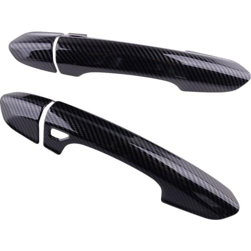 2pcs Car Door Handle Cover Trim ABS Carbon Fiber Black Fit for Ford Mustang 2015 2016 2017 2018 2019 2020