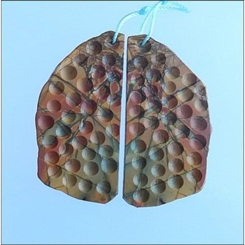 Natural Nugget Multi-Color Picasso Jasper Earrings,52x23x3mm,14.7g