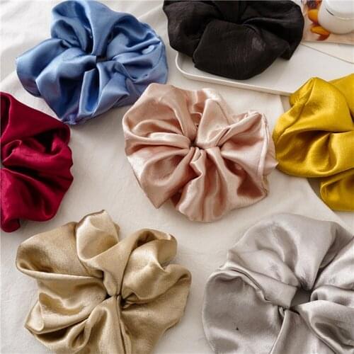 Oversized Hair Scrunchies For Women Solid Satin Silk Scrunchie Hair Rubber Bands Elastic Hair Ties Accessories Ponytail Holder