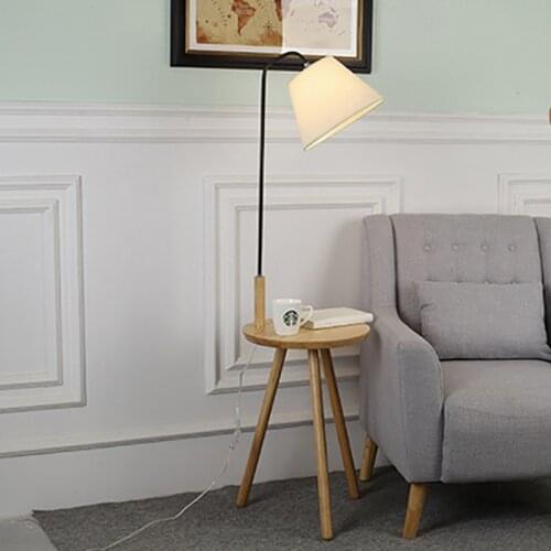 Nordic modern solid wood&cotton fabric lampshade floor lamp E27 220V coffee table floor lamp for living room bedroom hotel room