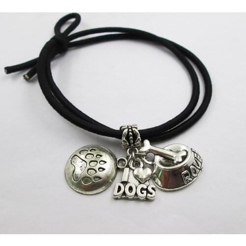 Dog Lover Pawprint Theme Charm Elastic Hair Bands Ponytail Hair Accessories For Hair And Hand Unisex All Age Birthday Gift