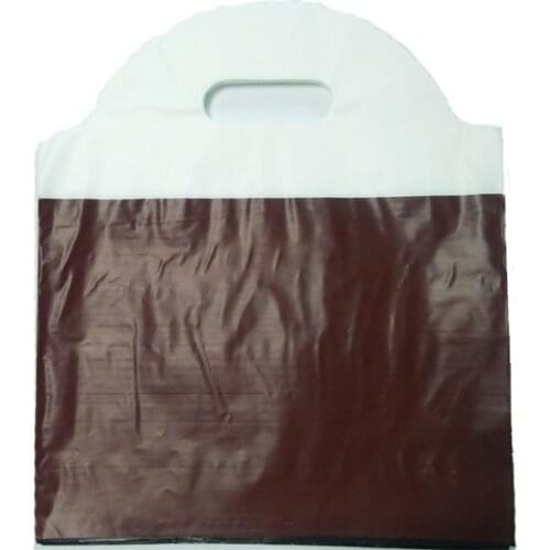 Wholesale 50pcs/lot 25x29.5cm Coffee Plastic Gift Bag Party Favor Plastic Jewelry Boutique Shopping Packaging Bags With Handle