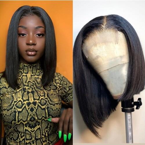 Brazilian Straight Lace Wig 4*4 Short Bob Human Hair Wigs 150% Lace Closure Wigs For women Perruque Straight Human Hair Wigs
