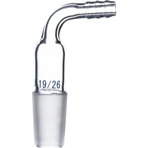 19/26 Glass Cone Adapter To Rubber Hose,90 Degree Bent Connection