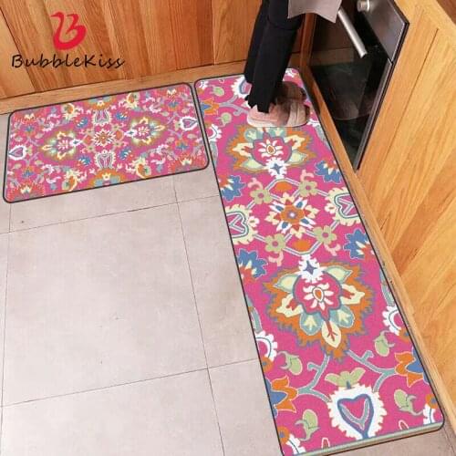 Bubble Kiss Kitchen Carpet Ethnic Style Pink Printing Easy To Clean Table Rug Modern Home Decor Bathroom Non-Slip Area Carpets