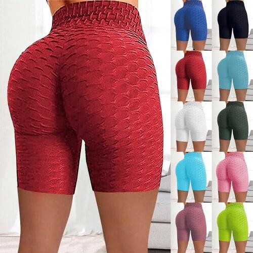 Sports High Waist Leggings Tight Wrinkled Hip Yoga Shorts Women Stretch Running Fitness Biker Shorts Mujer2021