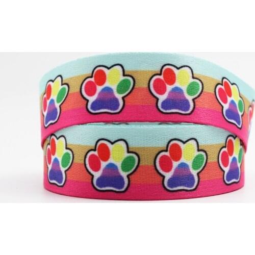 Dog Paw Printed Lanyard Ribbon Badge Id Lanyard/mobile Phone Strap/key Lanyard Neck with Keychain10MM/16MM/20MM/25MM/35MM