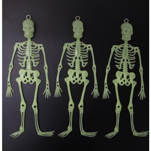 3pcs Luminous Wall Hanging Ornaments Window Clings Decals Halloween Party Decorations Skull Skeleton