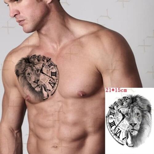 Waterproof Temporary Tattoo Sticker Rome Number Half Face Lion Flash Tattos Flying Bird Flower Body Art Arm Fake Tatoo Women Men