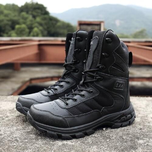 High Quality Army Hiking Boots Genuine Leather Mens Tactical Boots Black Hard-Wearing Swat Boot Outdoor For Men Botas Tacticas