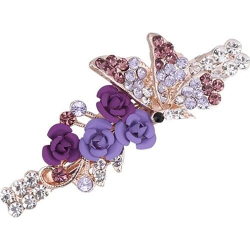 XDPQQ New Korean Rose Hair Clip Hair Accessories Popular Elegant Womens Rhinestone Clip Accessories