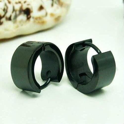 Jewelry Shop Wide Flat Ring Steel Unisex Men 'S Earring Pair 6 mm 2 Color Mse9