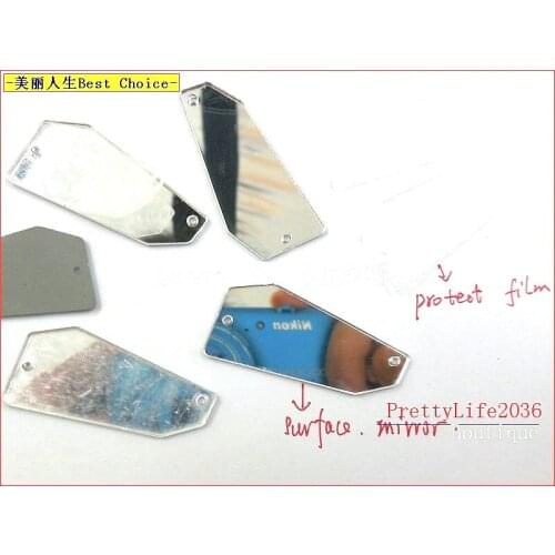 80Ps MIRROR Mirrored Sew on Stones and crystals Rhinestone 19x41mm Strass Crystal Sewing Accessories Wedding Dresses Apparel Diy