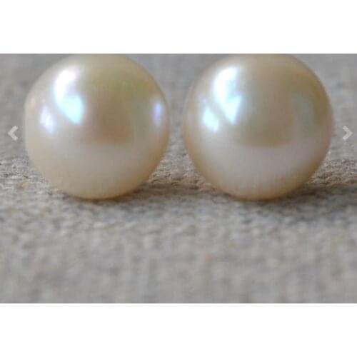 New Pearl Earrings 11.5-12mm White Color Real Natural Freshwater S925 Silvers Huge Size Wedding Birthday Party Woman Gift