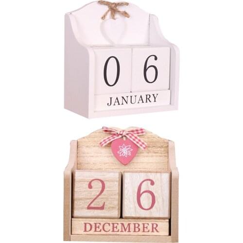 2020 DIY Wooden Calendar Blocks Daily Perpetual Desk Calendar Photography Props New Year Gift Christmas Decoration Sincere